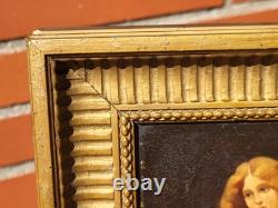 Nude Feminine Woman. Oil painting on wooden panel signed Style 19th Century