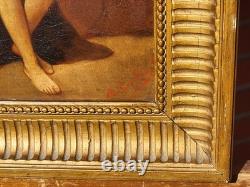 Nude Feminine Woman. Oil painting on wooden panel signed Style 19th Century