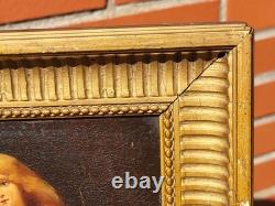 Nude Feminine Woman. Oil painting on wooden panel signed Style 19th Century