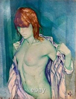 Nude Woman. Gabriel Portolés Ascaso. Oil On Wood. Spain. Twentieth Century