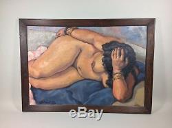 Nude Woman Lying, Orientalist, Algeria, 1932. Panel Painting