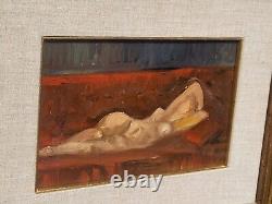 Nude Woman Painting in Oil on Wood Panel