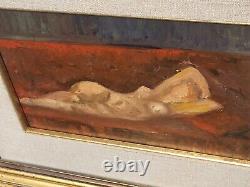 Nude Woman Painting in Oil on Wood Panel