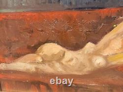 Nude Woman Painting in Oil on Wood Panel