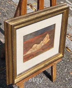 Nude Woman Painting in Oil on Wood Panel