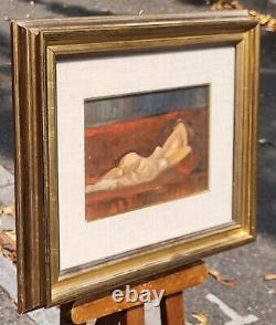 Nude Woman Painting in Oil on Wood Panel