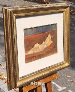 Nude Woman Painting in Oil on Wood Panel