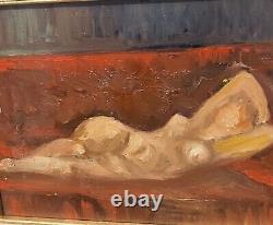 Nude Woman Painting in Oil on Wood Panel