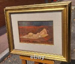 Nude Woman Painting in Oil on Wood Panel