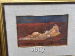 Nude Woman Painting in Oil on Wood Panel