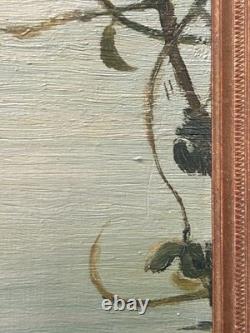 Nude Women Scene Bathing, Hand Made Antique Oil Painting 1950 Signed, Framed