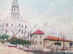 OIL ON WOOD NORTH AFRICA ORIENTALIST ALGERIA PORT OF BÔNE signed Mennella