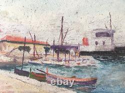 OIL ON WOOD NORTH AFRICA ORIENTALIST ALGERIA PORT OF BÔNE signed Mennella