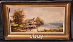 Oil Landscape Painting On Wood Signed