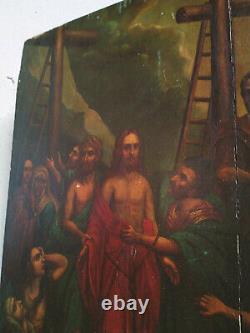 Oil On Board 19th Religious Scene