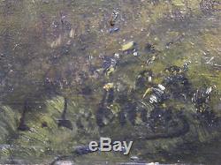 Oil On Canvas Against Glue On Wood School Barbizon Signed L Lebrun XIX