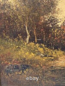 Oil On Canvas Barbizon Fine Xixeme Moulin Sous Bois Frame Stuque A4030