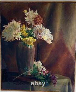 Oil On Canvas Early 20th, Sublime Bouquet Of Flowers Signed By K. Itier