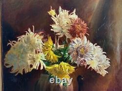 Oil On Canvas Early 20th, Sublime Bouquet Of Flowers Signed By K. Itier