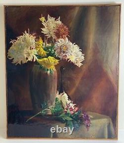 Oil On Canvas Early 20th, Sublime Bouquet Of Flowers Signed By K. Itier