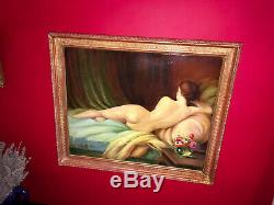 Oil On Canvas From The Late Nineteenth Nude Giltwood Frame