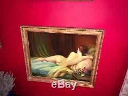 Oil On Canvas From The Late Nineteenth Nude Giltwood Frame