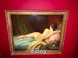 Oil On Canvas From The Late Nineteenth Nude Giltwood Frame