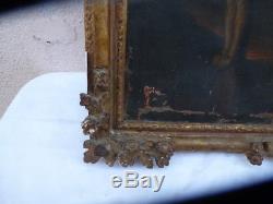 Oil On Canvas Late 16th / Early 17th Century Christ Original Carved Wood Frame