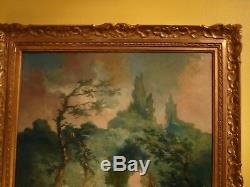 Oil On Canvas Lavender End 18 Eme Century Frame Wood Dore 2