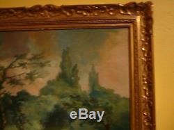 Oil On Canvas Lavender End 18 Eme Century Frame Wood Dore 2