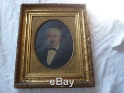 Oil On Canvas Portrait Of Man 19 Eme Siecle By Digout Frame Wood Dore N ° 2