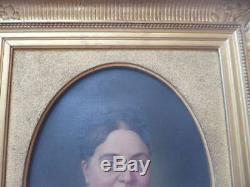 Oil On Canvas Portrait Of Woman 19 Eme Siecle By Digout Frame Wood Dore N ° 1
