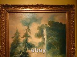 Oil On Canvas The Water Jet End Of 18 Eme Century Frame Wood Dore 1