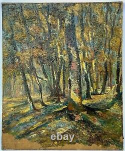 Oil On Canvas Underwood Fine XIX Eme Foret Knife Painting Sign A4021