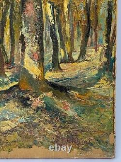 Oil On Canvas Underwood Fine XIX Eme Foret Knife Painting Sign A4021