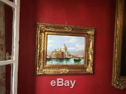 Oil On Canvas View Of Venice Beautiful Nineteenth Gilt Wood Frame