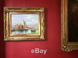 Oil On Canvas View Of Venice Beautiful Nineteenth Gilt Wood Frame