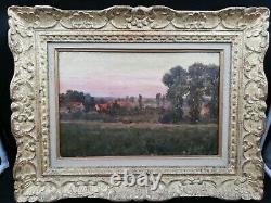 Oil On Carton Signed Paris. Start Xx. Frame In Stuck And Wood