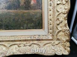 Oil On Carton Signed Paris. Start Xx. Frame In Stuck And Wood