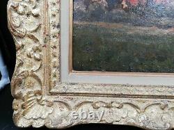 Oil On Carton Signed Paris. Start Xx. Frame In Stuck And Wood