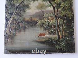 Oil On J J Wood Panel Deschamps XIX Eme Theme Forester B1127