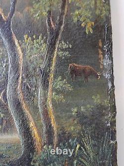 Oil On J J Wood Panel Deschamps XIX Eme Theme Forester B1127