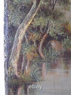 Oil On J J Wood Panel Deschamps XIX Eme Theme Forester B1127