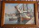 Oil On Marine Panel Port Boat - Boat Painting Signed Breval