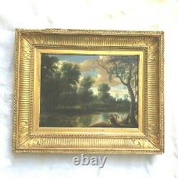 Oil On Panel 17 Eme Century Frame In Wood Dore