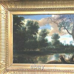 Oil On Panel 17 Eme Century Frame In Wood Dore