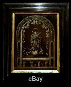 Oil On Panel 17th Century Painting 17th Panel Haute Epoque Christ Virgin Mary