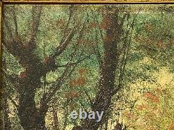 Oil On Panel Barbizon End Xixeme Woman A L Child Path Under Wood A4086