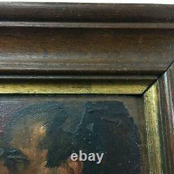 Oil On Panel Character Medieval XIX Eme Frame Wood Framer E Jacob H586