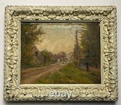 Oil On Panel Debut Xxeme Barbizon Foret Path Home Frame Stuque A4173